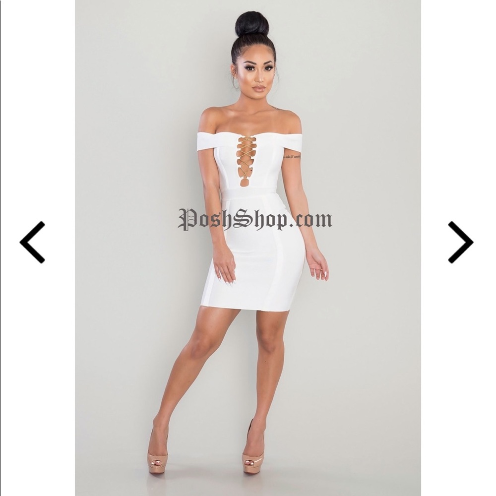 Posh Shop LA CASCADIA BANDAGE DRESS - WHITE